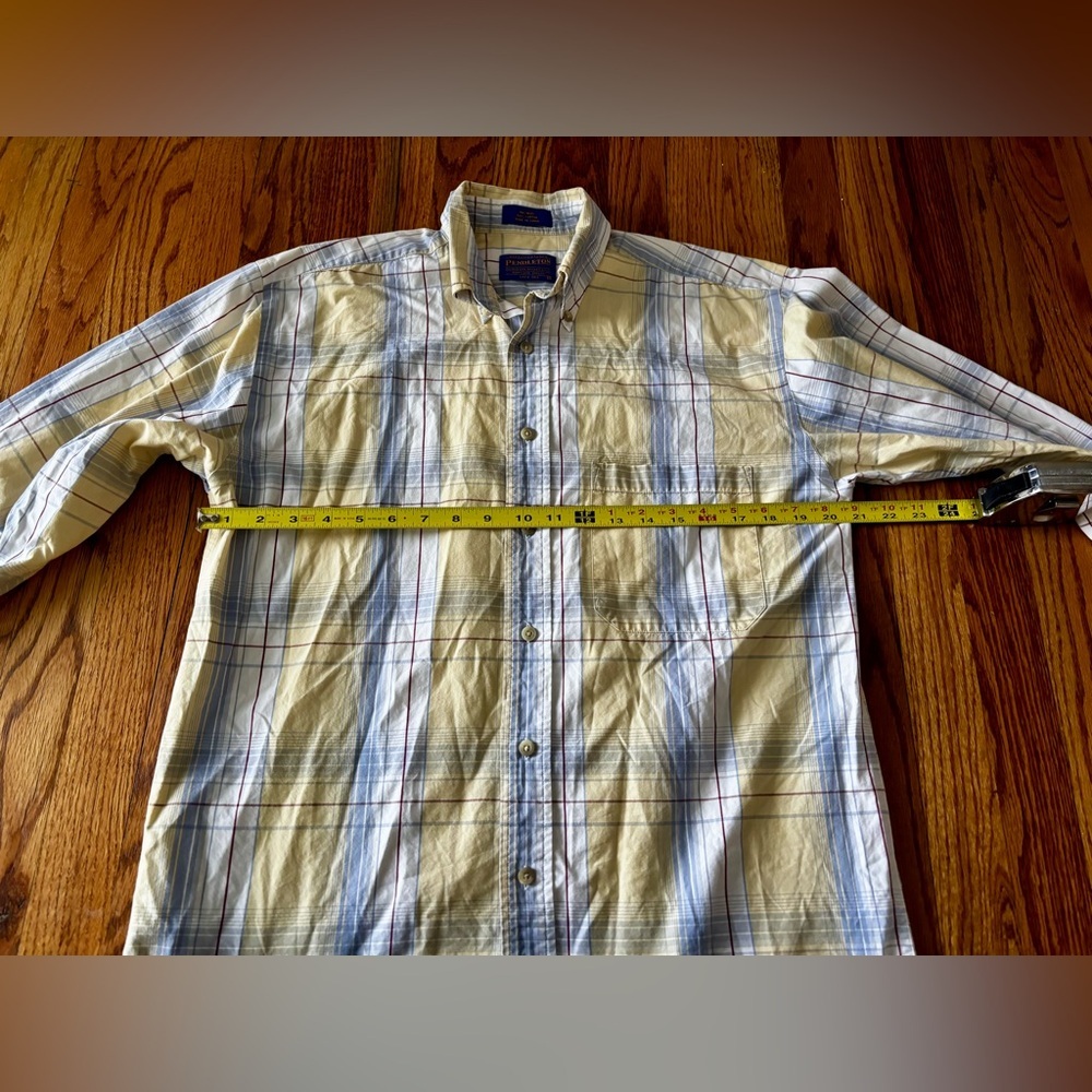 Pendleton Yellow and Light Blue Plaid Shirt - Small - Cotton - Picture 6 of 9
